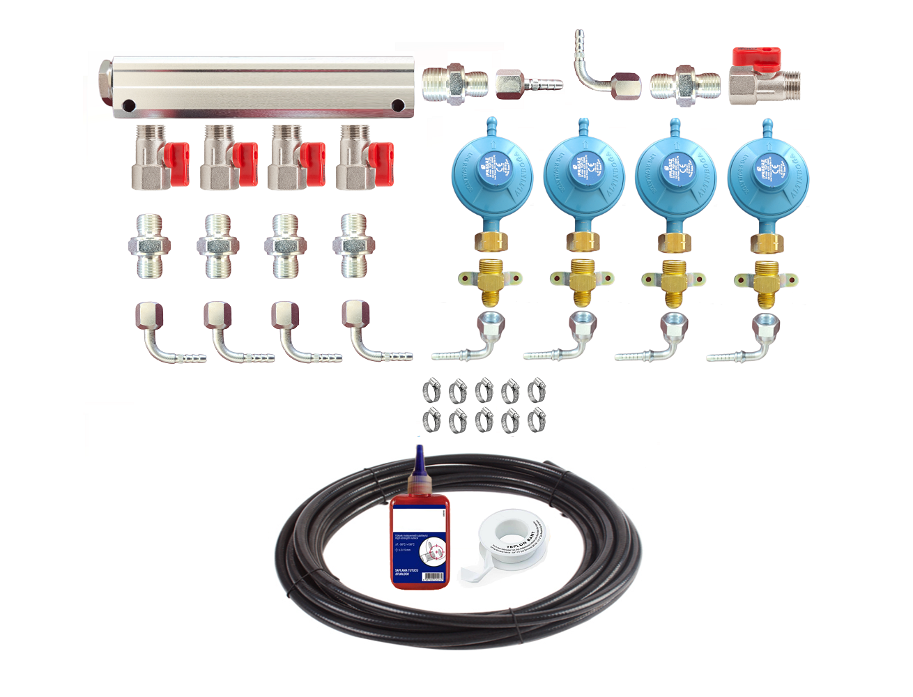 4 Çıkışlı Lpg Dağıtıcı Kollektör İç Tesisat Seti