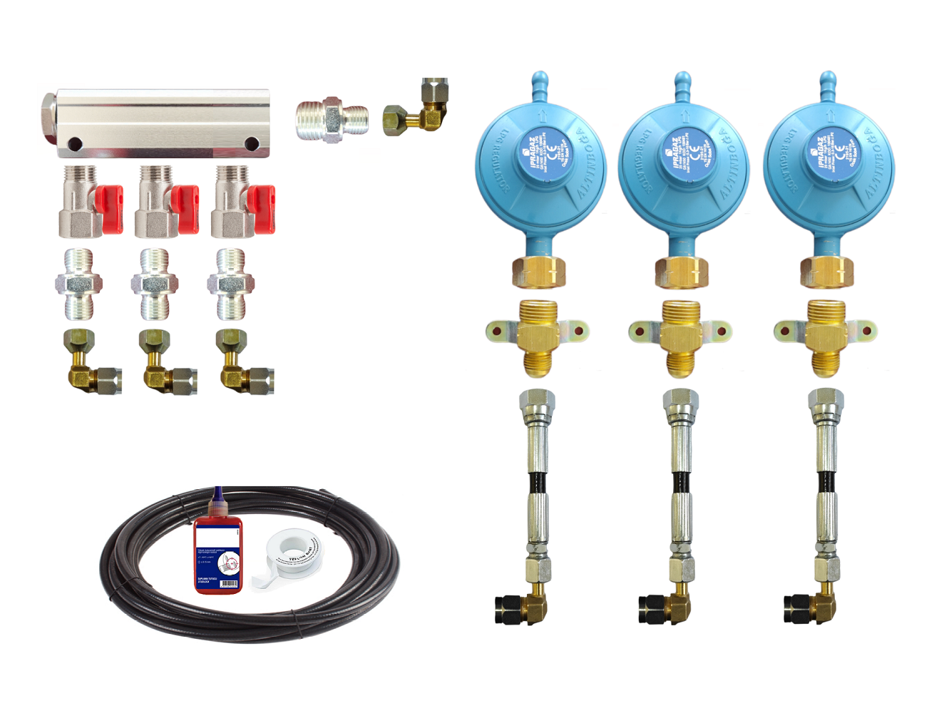 3 Çıkışlı Lpg Dağıtıcı Kollektör İç Tesisat Seti